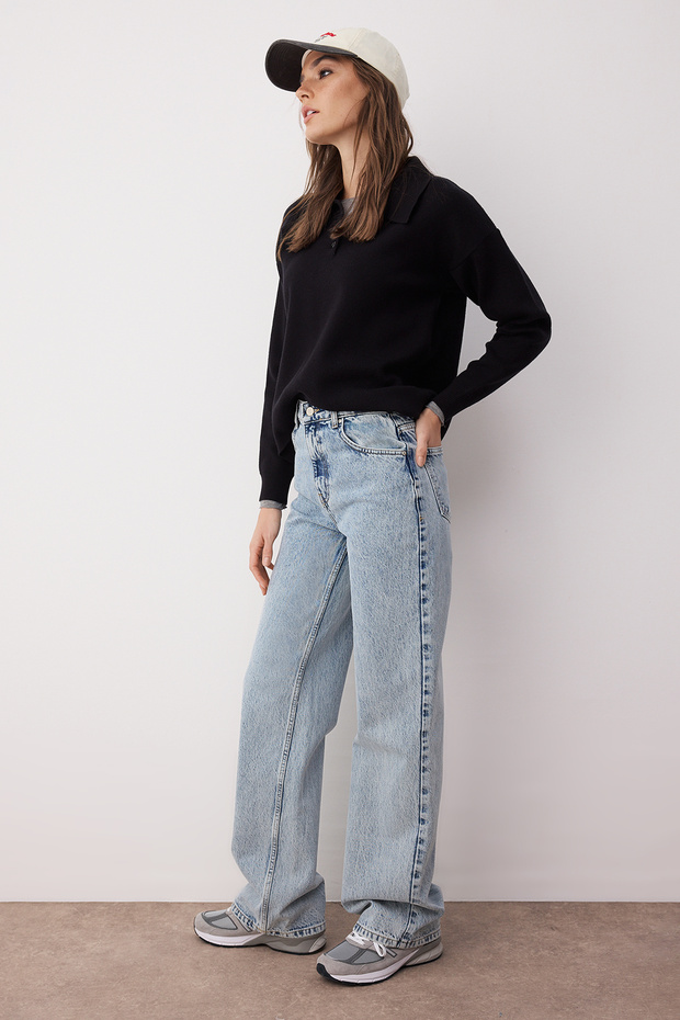 Açık Mavi Yüksek Bel Wide Leg Jeans TWOSS25JE00278 - 2