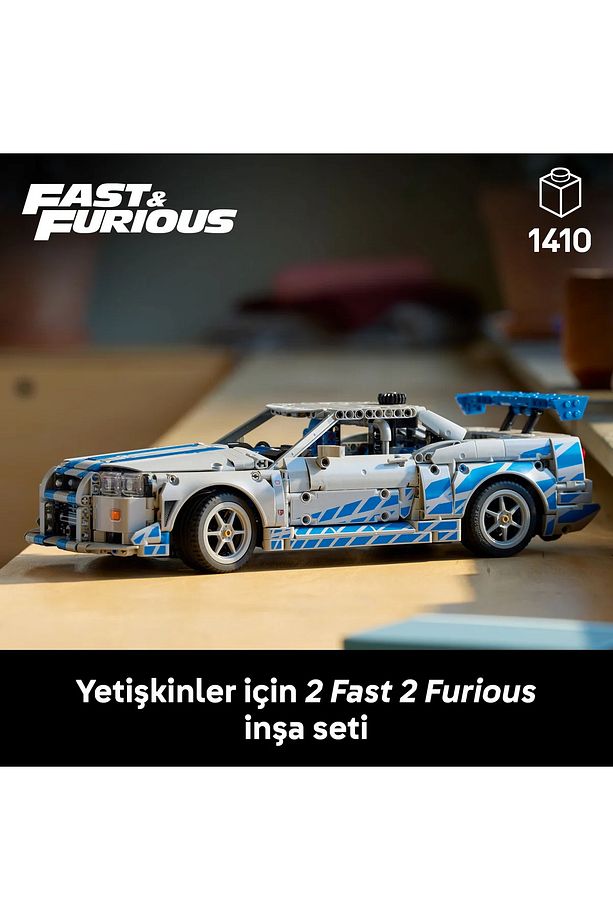 ® Technic™ Daha Hızlı Daha Öfkeli Nissan Skyline GT-R (R34) Araba 42210- 18+ Model Yapım Seti(1410P) - 6