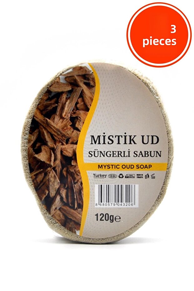 Mystic Oud Extract Sponge Soap Bath Shower Soap 120g x 3 Pieces