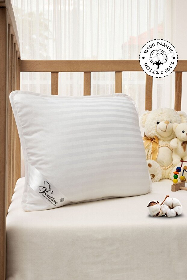Satin Baby Pillow, 100% Cotton Cover, Bead Silicone Inner Filling, Hotel Quality