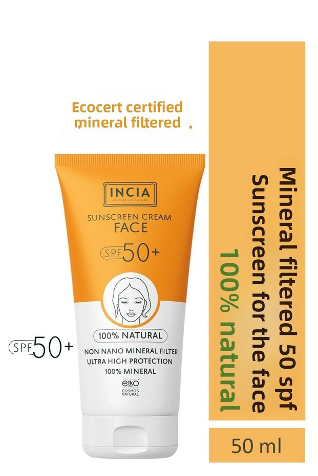100% Natural Facial Sunscreen Anti-Blemish Mineral Filtered High Protection Spf 50+ Uva Uvb 50 ml