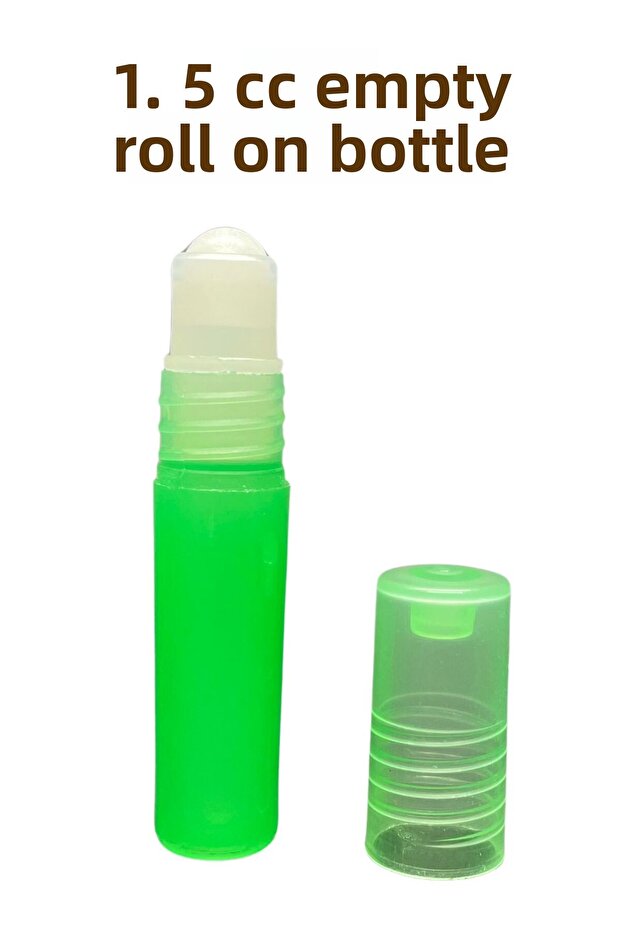 Empty Roll-On Bottle, 1.5 cc, Green, Aromatherapy Essential Oil Fragrance Bottle, Travel Bag
