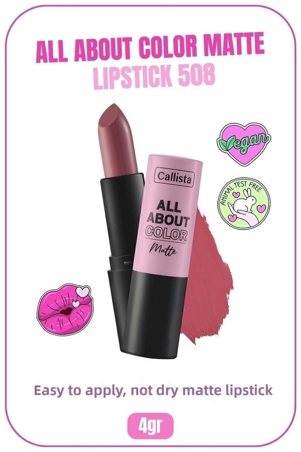 All About Color Matte Lipstick Nemlendirici Mat Ruj - 508 Call Jimmy - Pembe