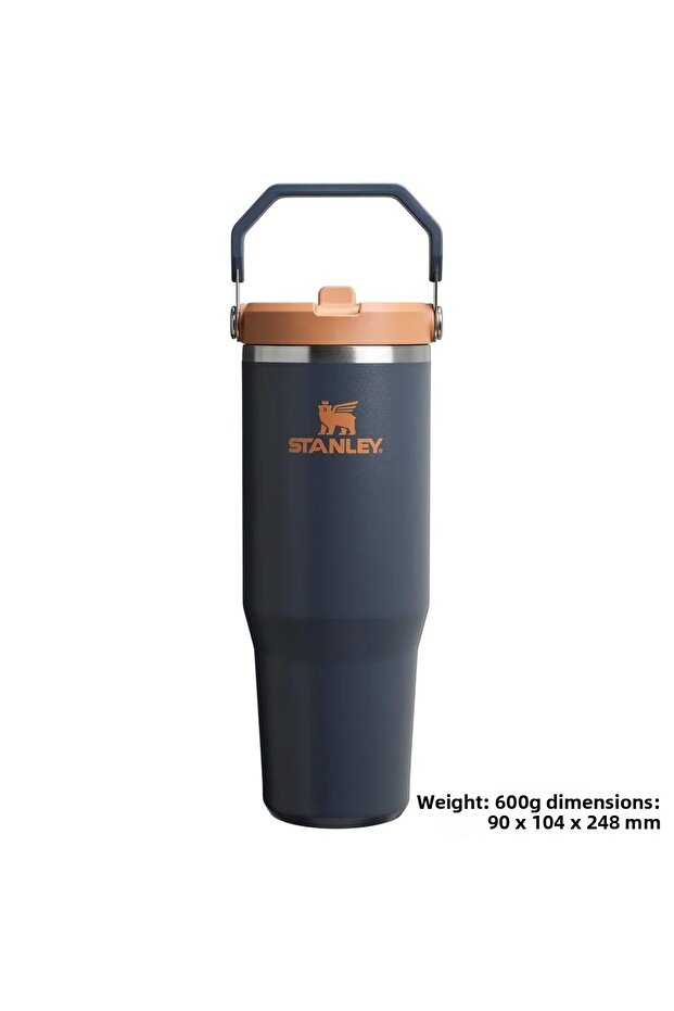 The Iceflow Flip Straw Thermos Cup with Straw 0.89 Lt Flask Dark Blue - 5