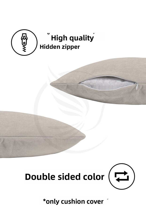 Velvet Textured Ecru Color Throw Pillow Pillow Case Suitable For Freedom Series Punch - 5