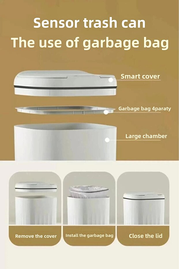 Automatic motion sensor smart trash bin - 20 litre quiet and hygienic use - 1