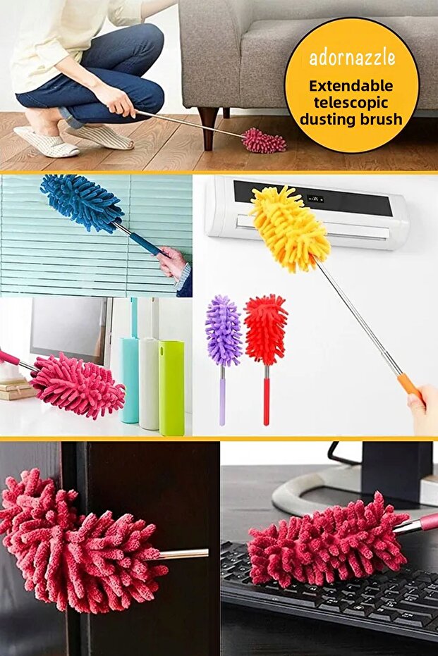 فرشاة تلسكوبية عملية من الألياف الدقيقة، فرشاة إزالة الغبار القابلة للتمديد، جهاز إزالة الغبار - 1