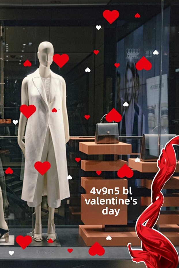 Flying Ribbon Fabric for Valentine's Day Showcase Room Decoration Sticker 70cm