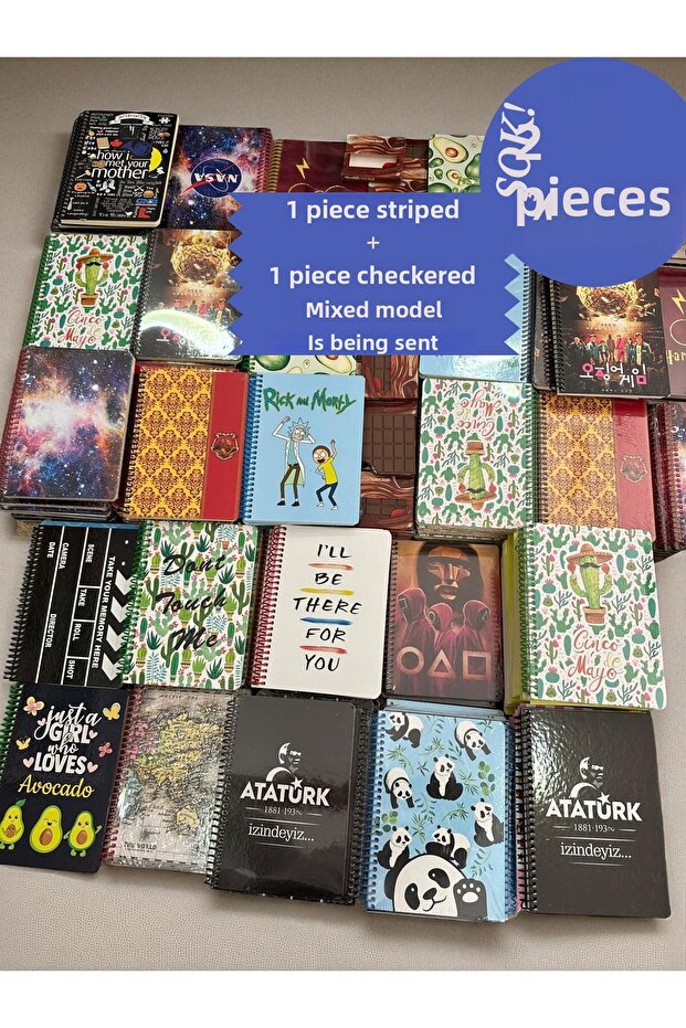 2 قطعة. دفتر ملاحظات مطبوع إبداعي بغطاء صلب حلزوني 160 صفحة مفكرة للمدرسة والمكتب شحن مختلط