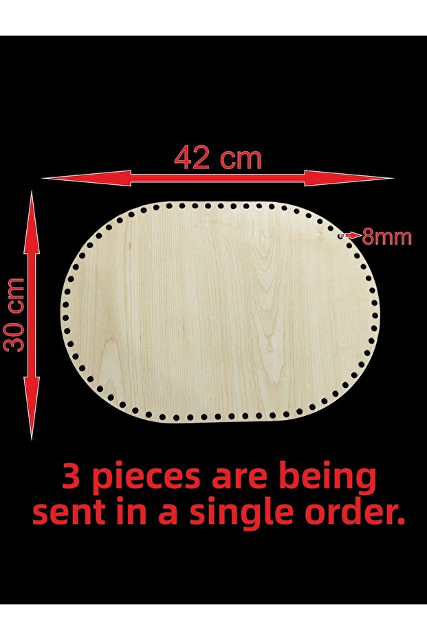 Wooden Cream 42X30 cm 3 Pieces Basket Bamboo Tray Bottom Mesh Plate Supla Perforated Base Basket Base