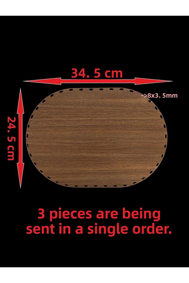 Wooden Walnut 34,5X24,5 cm 3 Pieces Ik Basket Bamboo Tray Bottom Mesh Plate Supla Perforated Al Basket Base