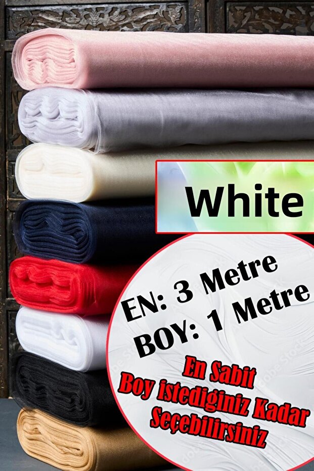 Multi-Purpose Crystal Tulle (Bohça Tulle) Meter - Width: 3 Meters / Length: 1 Meter - White