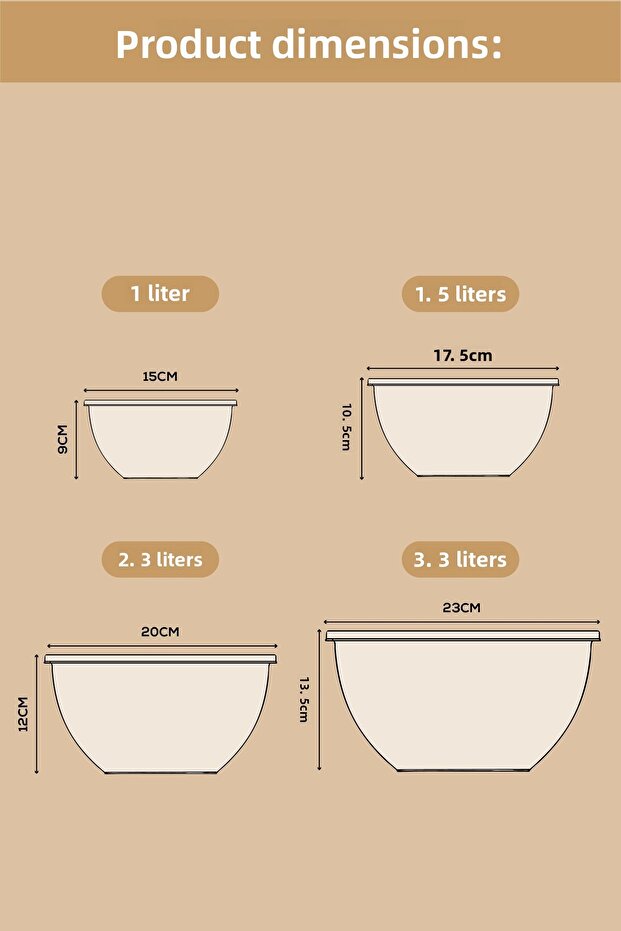 مجموعة من 4 أوعية مستديرة أنثراسيت |   1 لتر، 1.5 لتر، 2.3 لتر، 3.3 لتر |   حاوية تخزين المطبخ متعددة الأغراض مع غطاء - 4