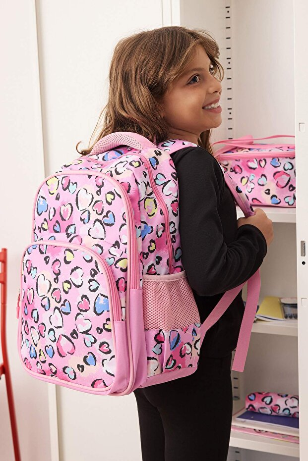 Pembe 3'lü Kız Çocuk Kids Yalıtımlı Beslenme Çantası Kalemlik Okul Sırt Çantası TAKAW26OI00003 - 1