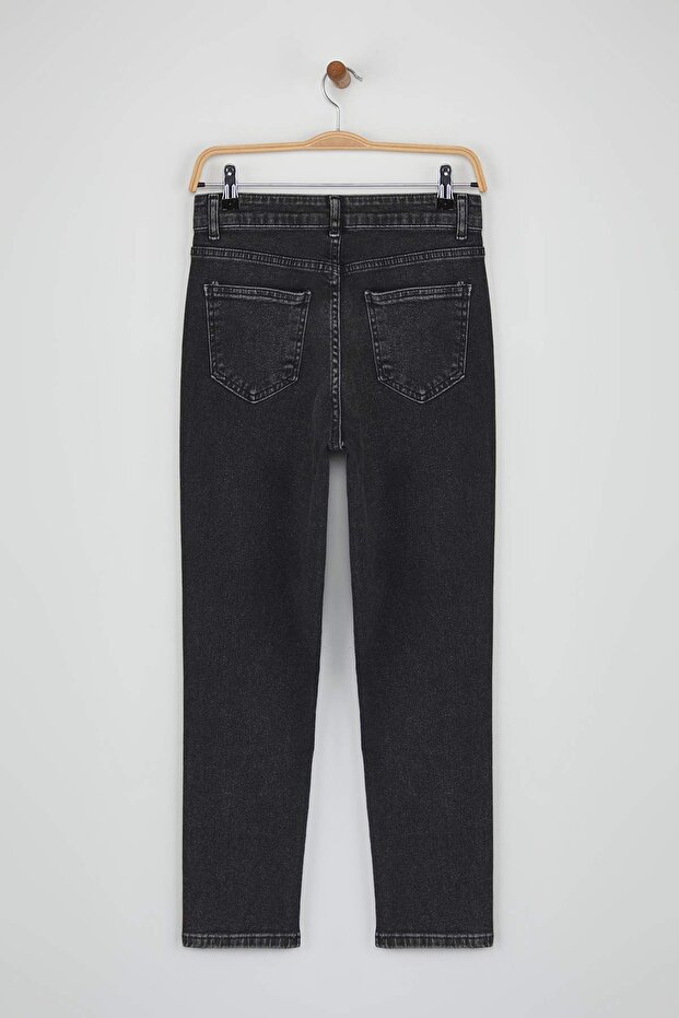 Antrasit Yüksek Bel Esnek Comfort Yeni Mom Jeans TWOAW26JE00056 - 6
