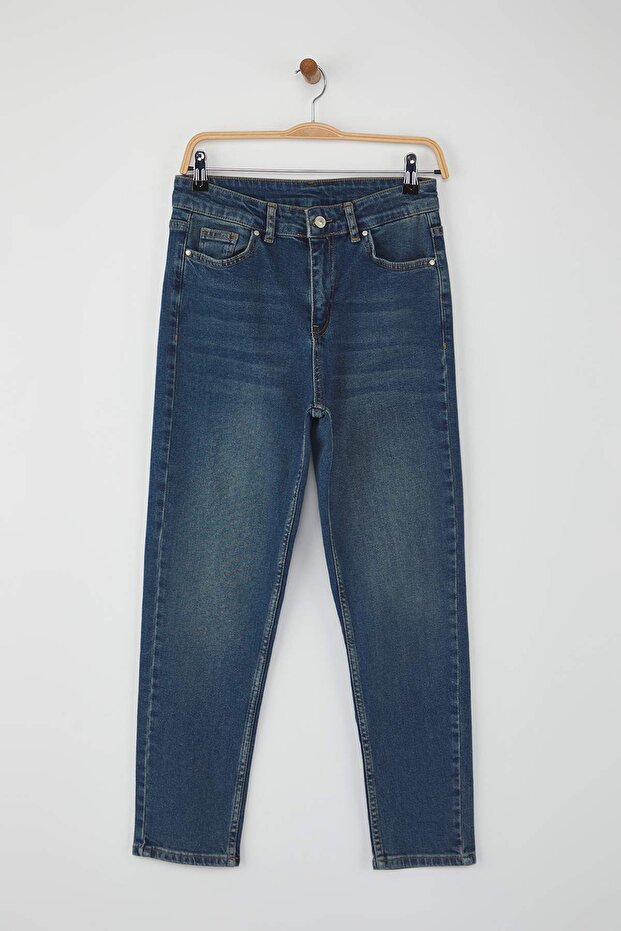 Mavi Yüksek Bel Esnek Comfort Yeni Mom Jeans TWOAW26JE00056 - 5