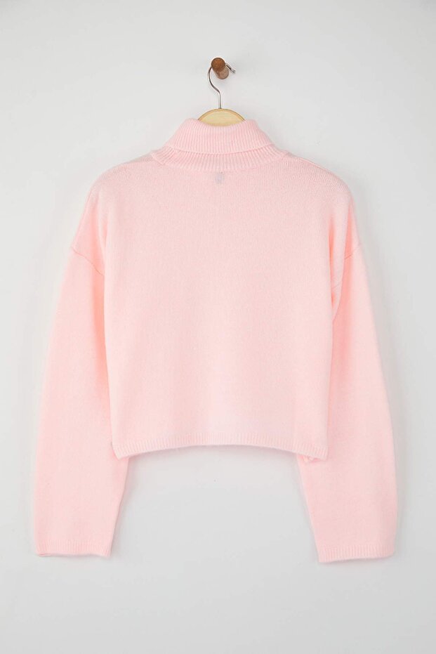 Wardrobe Essentials Pembe Geniş Kalıp Yumuşak Dokulu Crop/Kısa Triko Kazak TWOAW26KZ00113 - 6