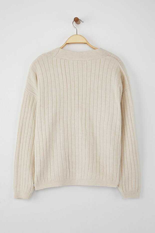 Wardrobe Essentials Taş Yumuşak Dokulu Basic Triko Hırka | TWOAW26HI00119 - 6