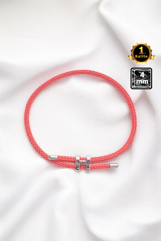 Mesh Coated Steel Bracelet - Flag Red Silver