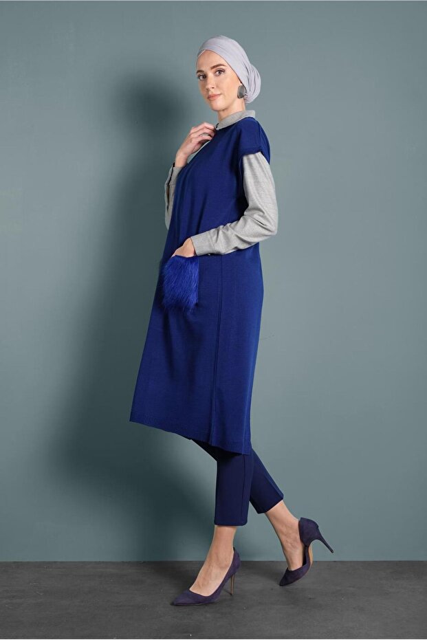 CEPLERİ TÜYLÜ TRİKO TUNİK 40021 - 3