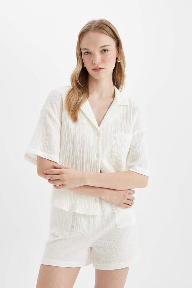 Regular Fit Normal Bel Kısa Paça Müslin Şort Y0996AZ24HS - 5