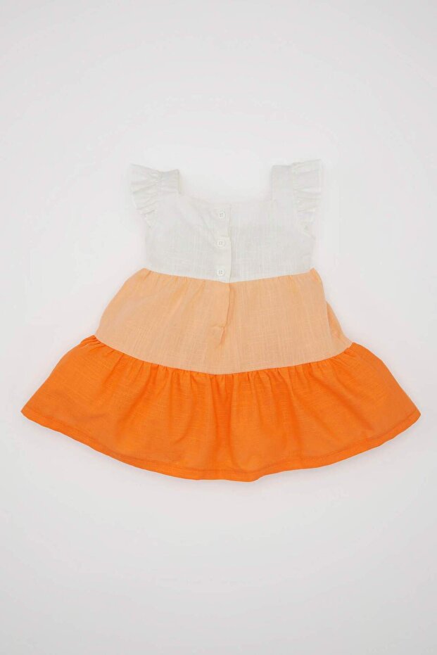 Kız Bebek Kısa Kollu Keten Görünümlü Elbise C7243A524SM - 4