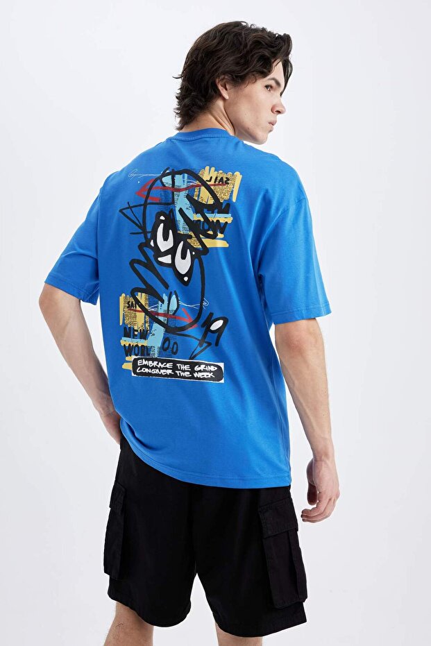Comfort Fit Crew Neck Back Printed Short Sleeve T-Shirt C5752Ax24Hsbe439