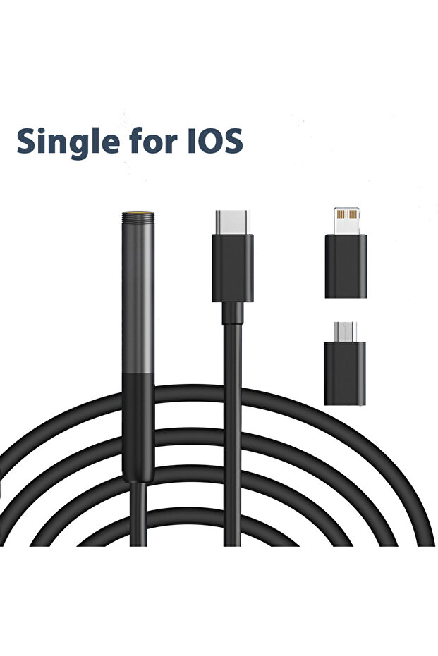 كاميرا فحص المنظار الداخلي INSKAM أحادية العدسة 1 متر 8 مم، كاميرا فحص صغيرة 3 في 1 بمنفذ Micro USB/Type-C