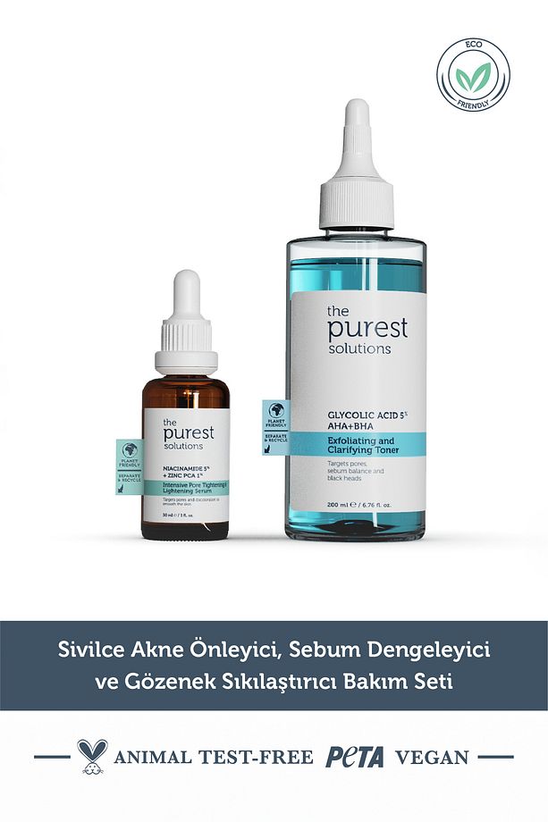 Sivilce Akne Karşıtı Sebum Dengeleme ve Gözenek Sıkılaştırmaya Yardımcı Bakım Seti 30 ml + 200 ml - 1