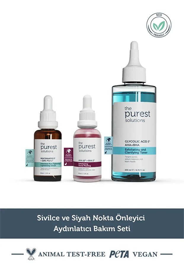 Sivilce ve Siyah Nokta Önlemeye Yardımcı Aydınlatıcı Bakım Seti 200 ml + 30 ml + 30 ml - 1
