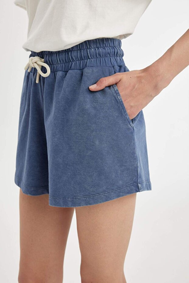 Relax Fit Beli Bağcıklı Basic Düz Şort D0615AX24SM - 5