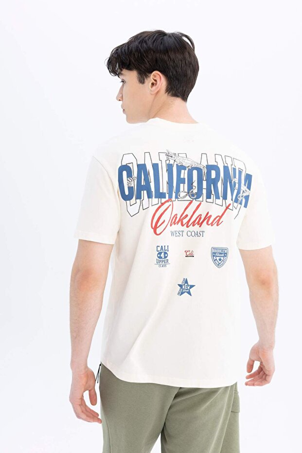 Regular Fit Crew Neck Back Print Short Sleeve T-Shirt C5670Ax24Hs