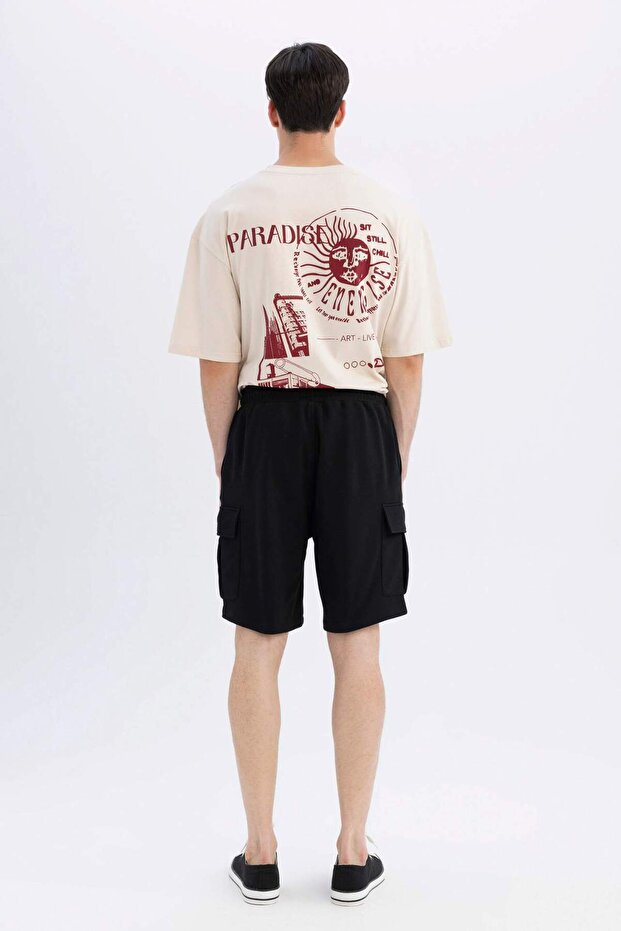 Regular Fit Kargo Cepli Basic Düz Bermuda Şort D0476AX24SM - 5