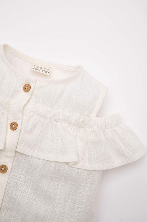 Kız Bebek 2li Takım Flamlı Poplin Kolsuz Fırfırlı Bluz Şort C9522A524SM - 3