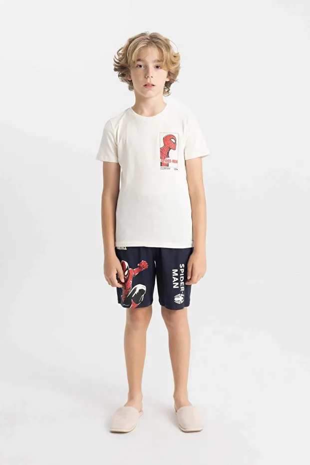 Erkek Çocuk Marvel Spiderman Pijama Takımı Kısa Kollu Üst Şort C2849A824SM - 1