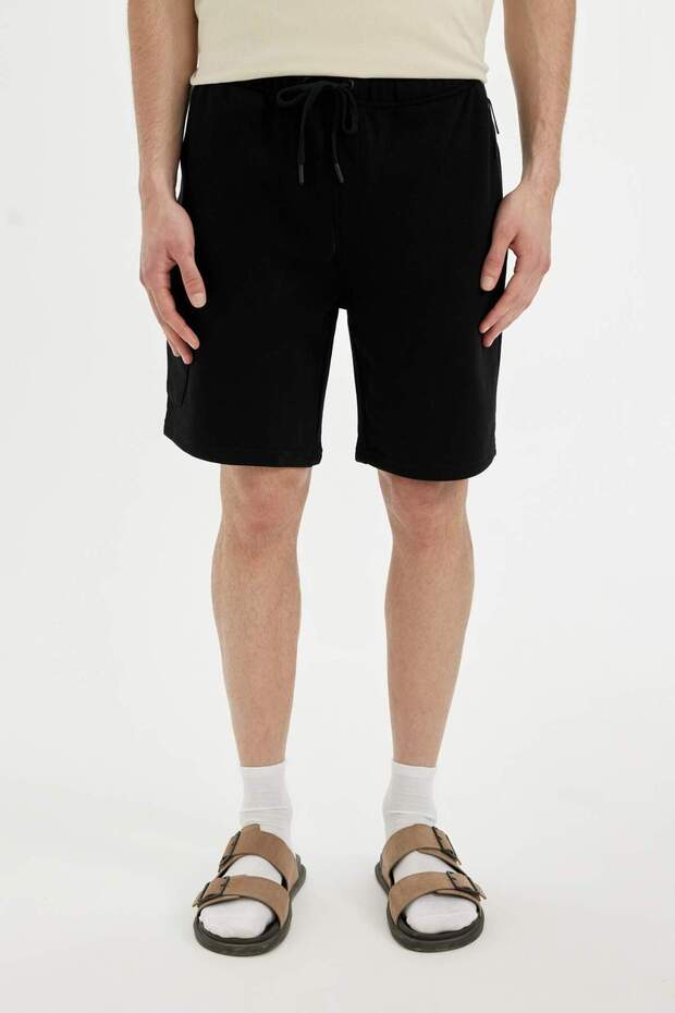 Regular Fit Düz Paça Kargo Cepli Basic Düz Şort B8795AX24SM - 4