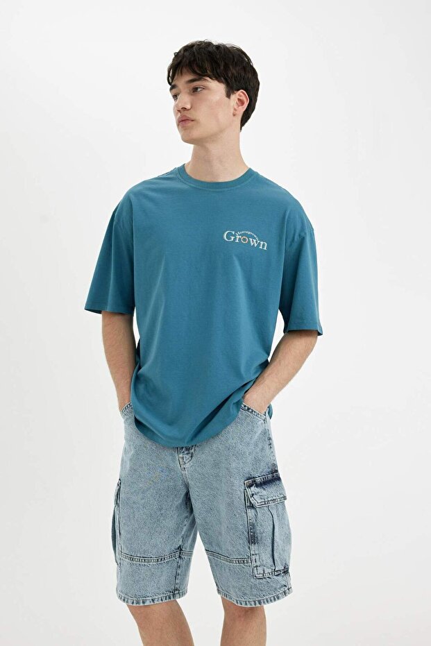%100 Pamuk Kargo Fit Jean Bermuda Şort C2047AX24SM - 4