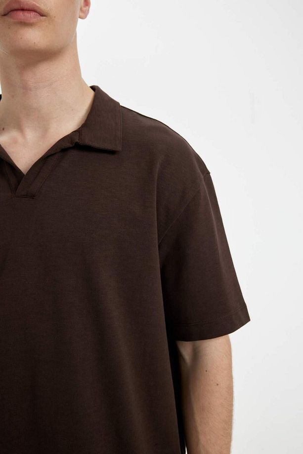 Relax Fit Basic Düz Kısa Kollu Polo Tişört C3688AX24SP - 6