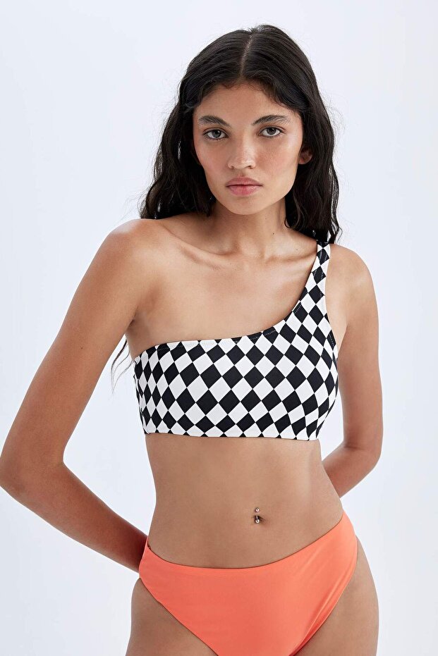DeFactoFit Sporcu Tek Omuz Dama Desenli Bikini Üstü B6339AX24HS - 6