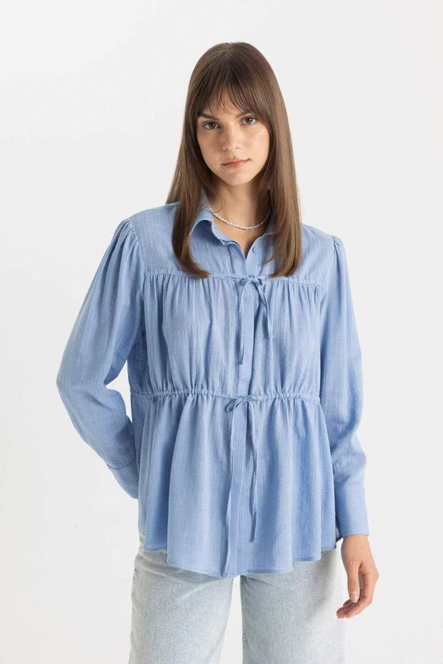 Relaxed Fit Long Sleeve Tunic Shirt - D1850AX24SM