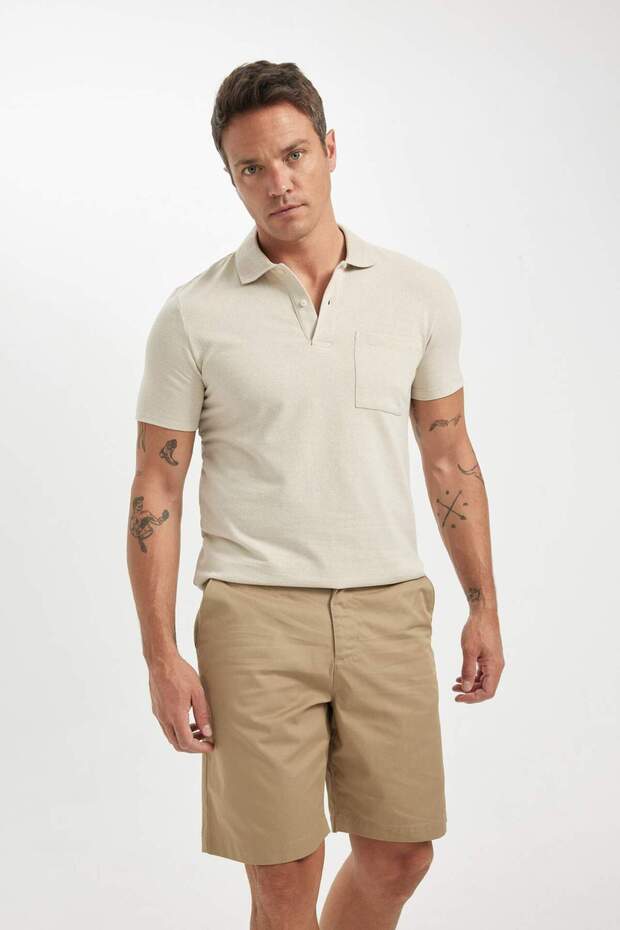 Regular Fit Gabardin Bermuda Şort C7684AX24SM - 4