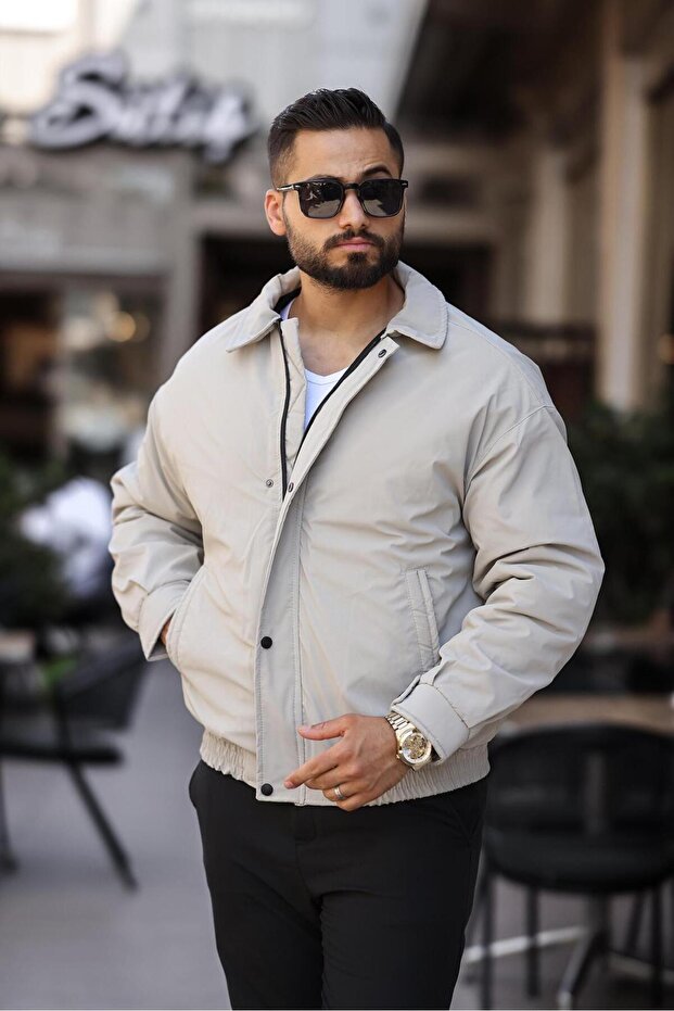 Men'S, Shirt Collar, Oversized, Water and Wind Resistant, Internally Lined, Inner Pocket, Jacket 24Usec07