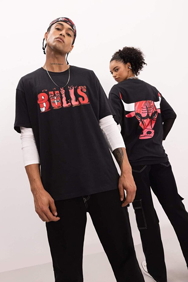 DeFactoFit NBA Chicago Bulls Boxy Fit Crew Neck Short Sleeve T-shirt B9885AX24SM
