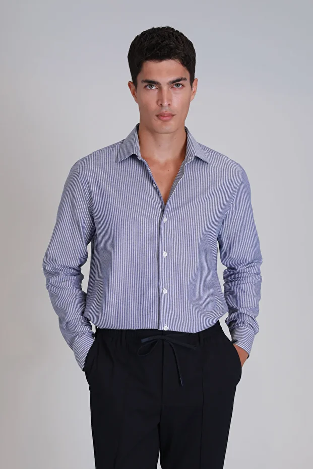 Strıt Erkek Basic Gömlek Slim Fit Lacivert - 5