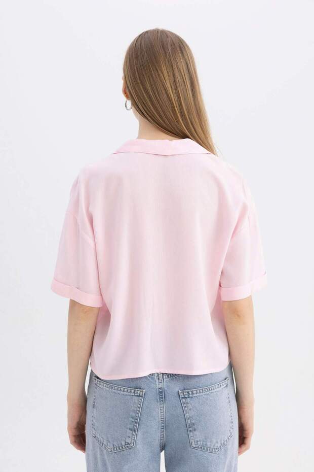 Coool Oversize Geniş Kalıp Pijama Yaka Kısa Kollu Gömlek C3751AX24SP - 6