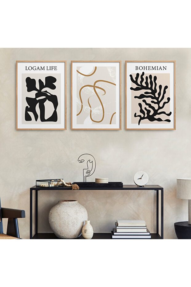 Natural Wooden Framed 3-Piece Painting Set Hpn082