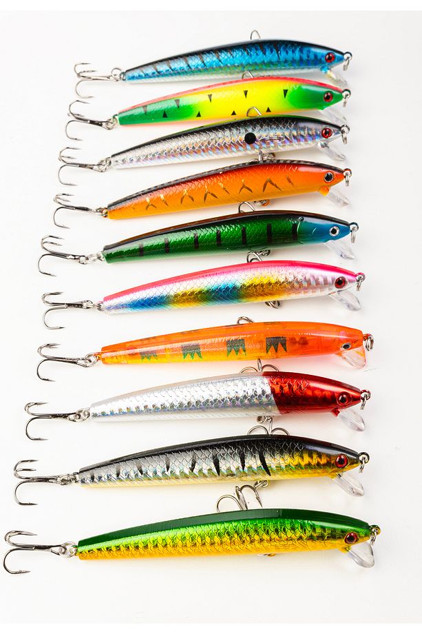 10'LU PAKET - 10 cm 9g Gerçekçi Görünümlü Yapay Balık Yemi – 2 Adet Üçlü İğneli Minnow Rapala - 6