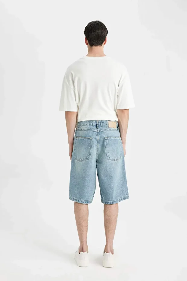 %100 Pamuk Baggy Jean Bermuda Şort C2048AX24SM - 7