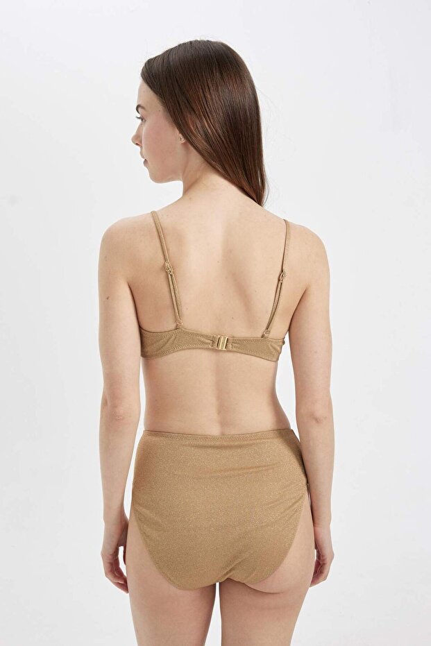 Regular Fit Parlak Kumaş Yüksek Bel Bikini Altı-Fall in Love C3180AX24SM - 5