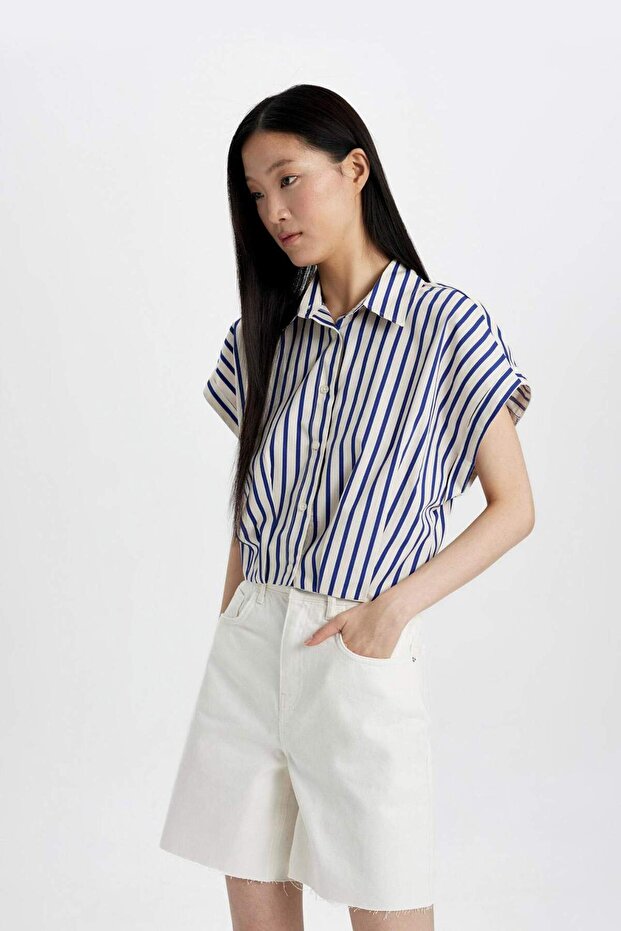 Yüksek Bel Jean Bermuda Şort C2455AX24SM - 5